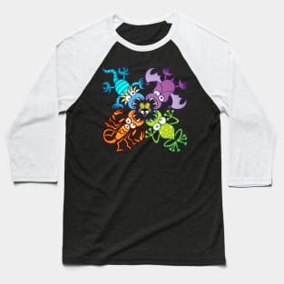 Bat, lizard, scorpion and frog attacking a defenseless fly Baseball T-Shirt